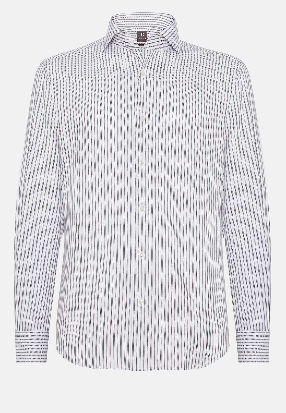 Striped Cotton Dobby Regular Fit Shirt, Brown, hi-res