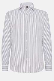 Camicia A Righe In Dobby Di Cotone Regular Fit, Marrone, hi-res