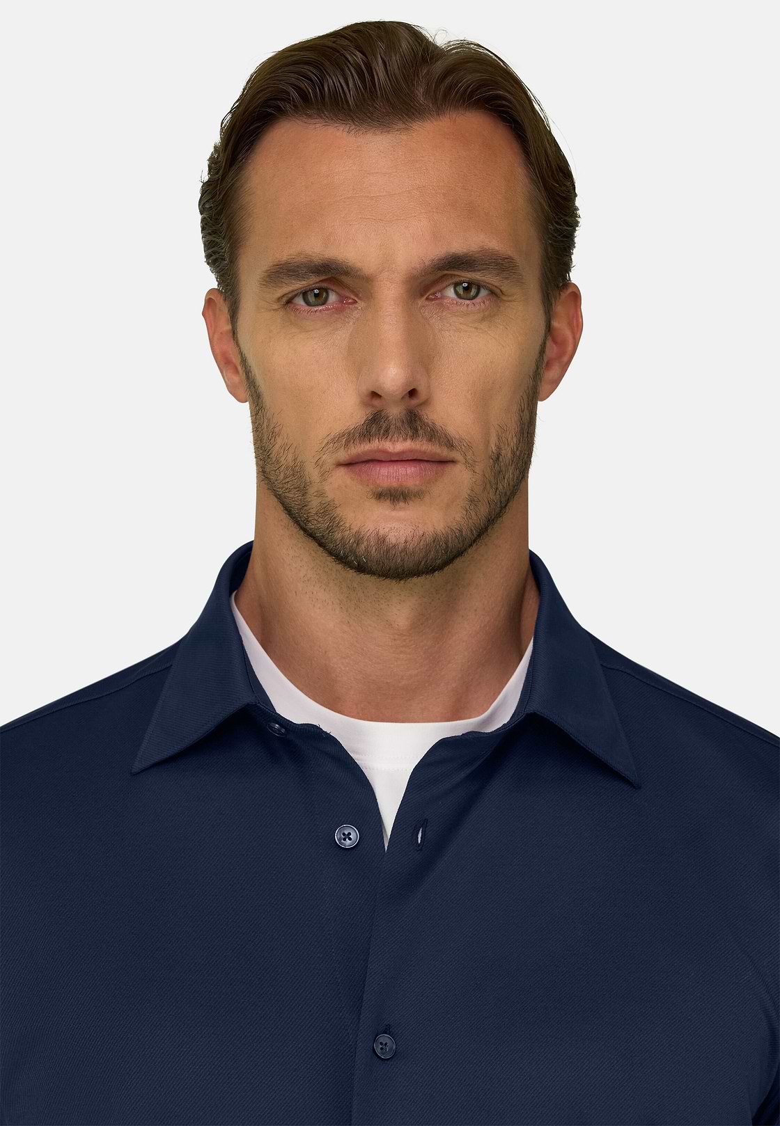 Polohemd aus japanischem Jersey-Twill Regular Fit, Navy blau, hi-res, 4
