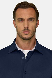 Polohemd aus japanischem Jersey-Twill Regular Fit, Navy blau, thumb, 4