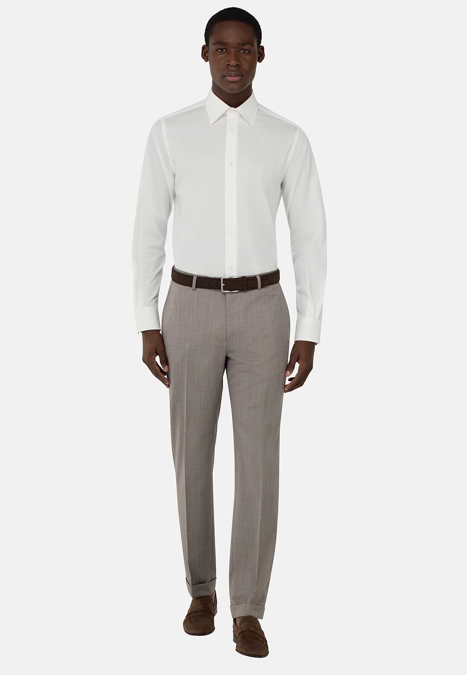 Regular Fit Cotton Twill Shirt, White, hi-res