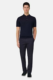 Pantaloni In Cotone Tencel Elasticizzato, Navy, thumb, 2