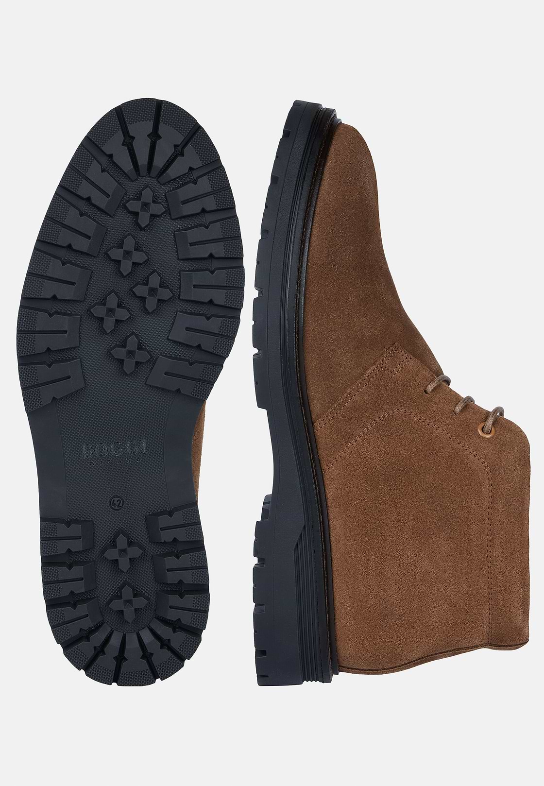 Suede Leather Ankle Boots, Brown, hi-res