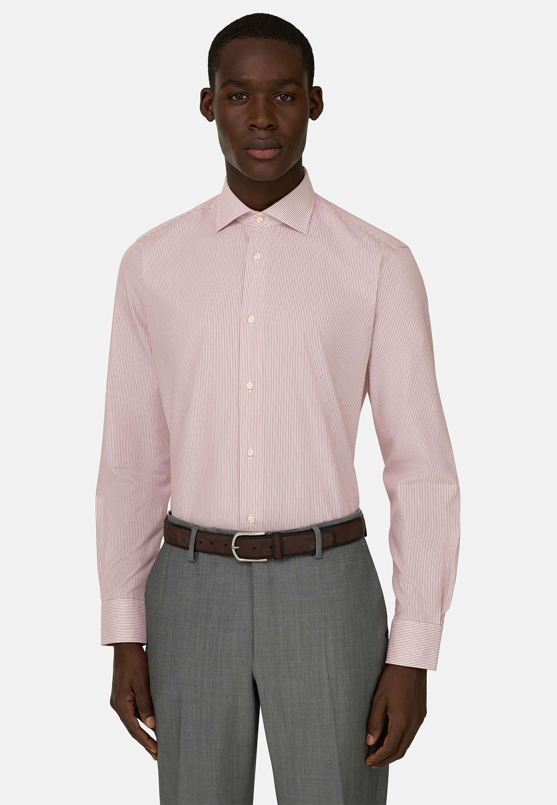 Camicia A Righe In Cotone Regular Fit, Burgundy, hi-res, 1