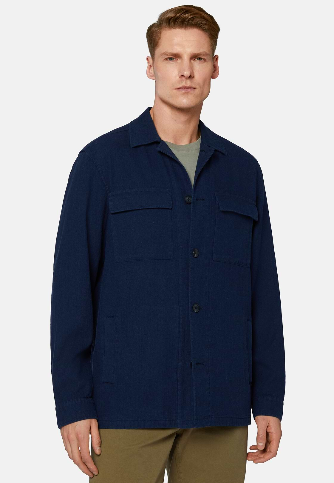 Hemdjacke aus Leinen, Navy blau, hi-res