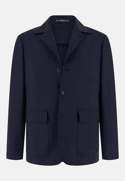 Marynarka z wełny i moheru, Navy blue, hi-res