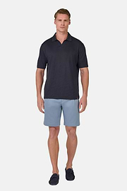 Stretch Linen Jersey Polo Shirt, DARK NAVY, hi-res