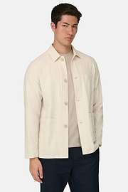 Giacca Camicia In Cotone Lino, Sabbia, thumb, 1