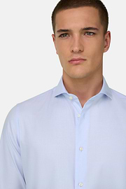 Camicia In Cotone Slim Fit, Azzurro, thumb, 4