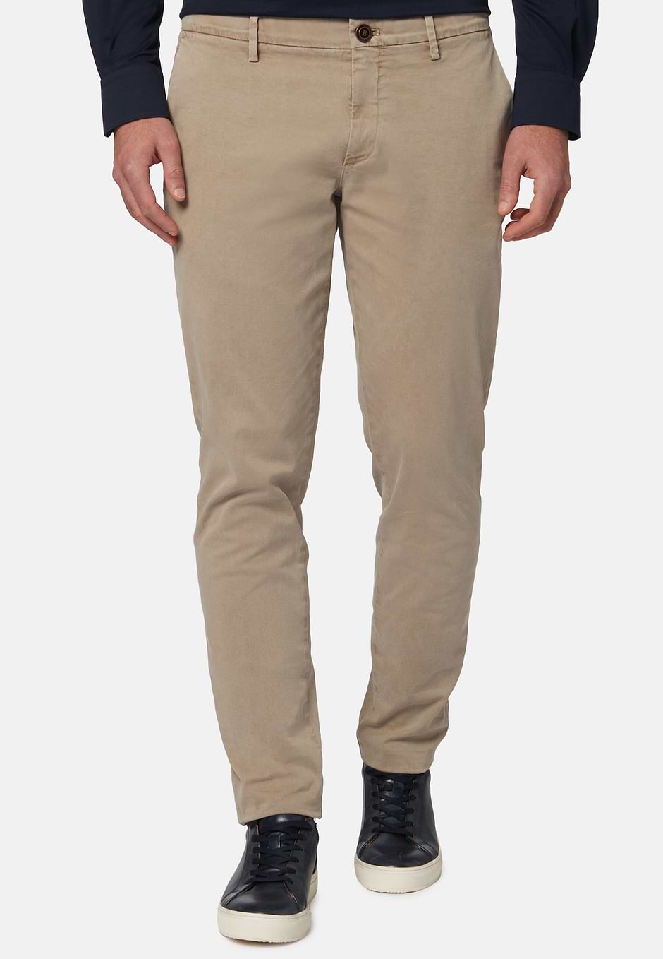 Pantaloni In Cotone Elasticizzato, Taupe, hi-res