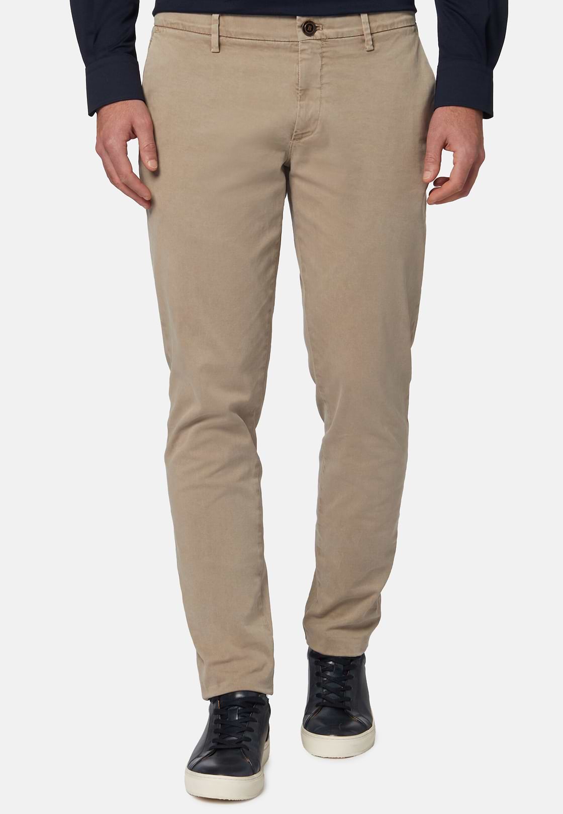 Pantaloni In Cotone Elasticizzato, Taupe, hi-res