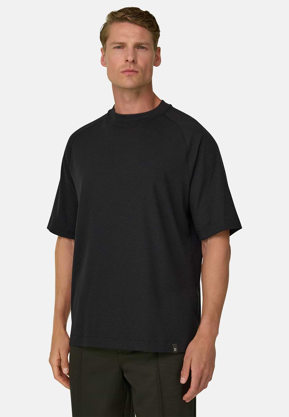 Camiseta en Piqué Mezcla de Algodón Mezcla B Tech, Negro, hi-res