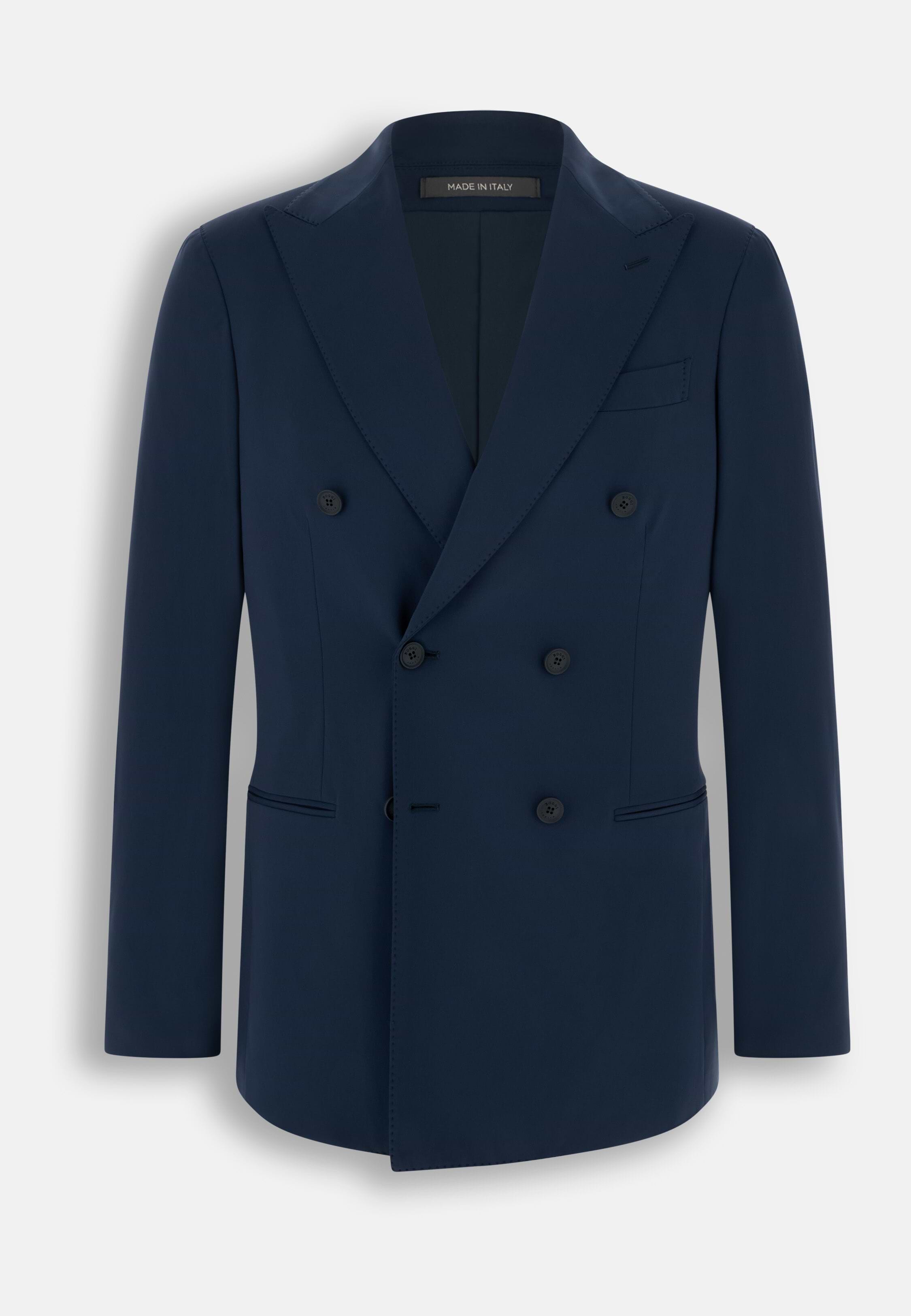 Men's Blazer Double-Breasted Structured Stretch Nylon B Tech, Navy