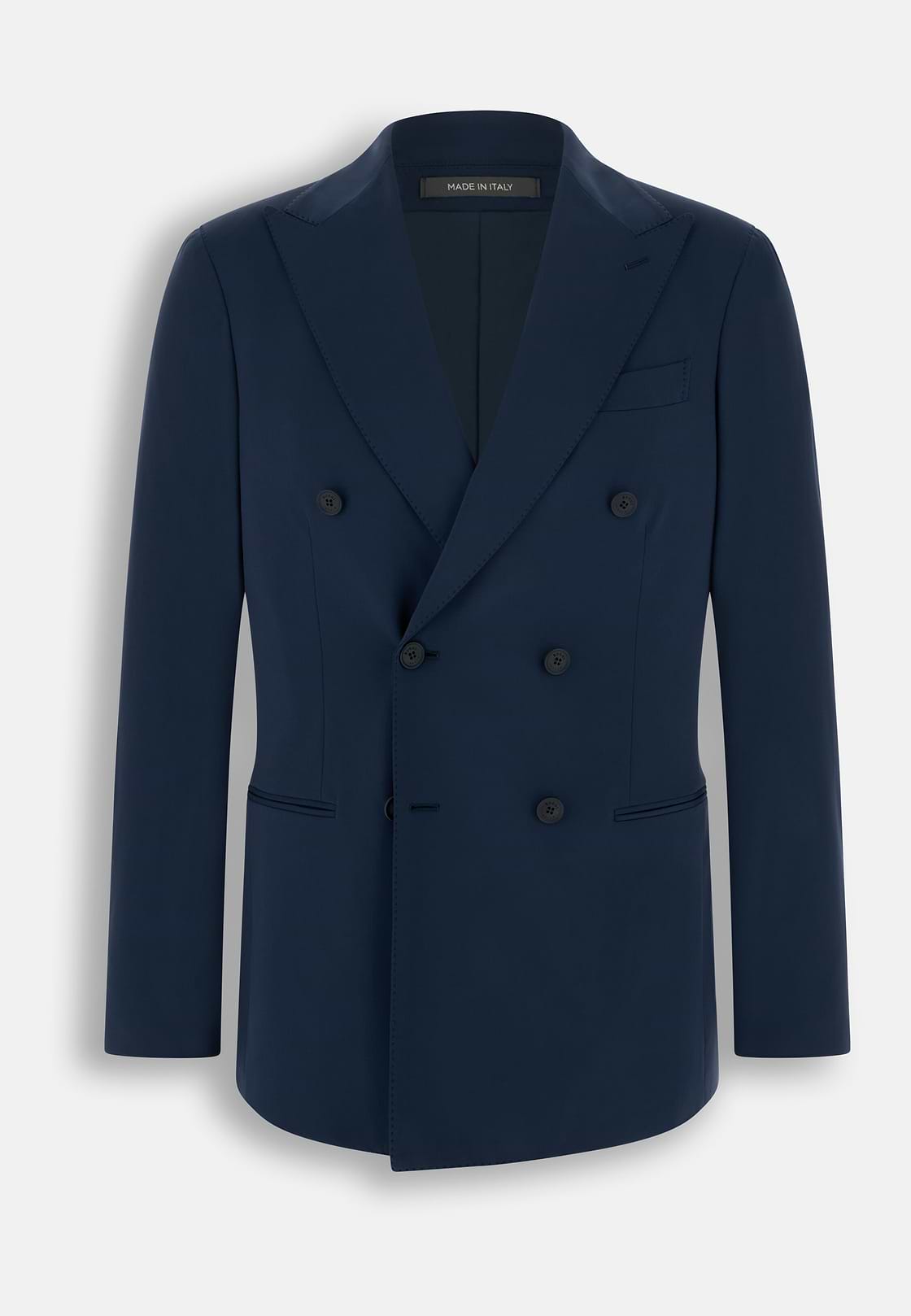 Blazer Double-Breasted Structured Stretch Nylon B Tech, Navy blue, hi-res, 6