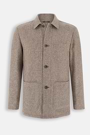 Structured Shacket in Wool Silk Cashmere, Taupe, thumb, 6