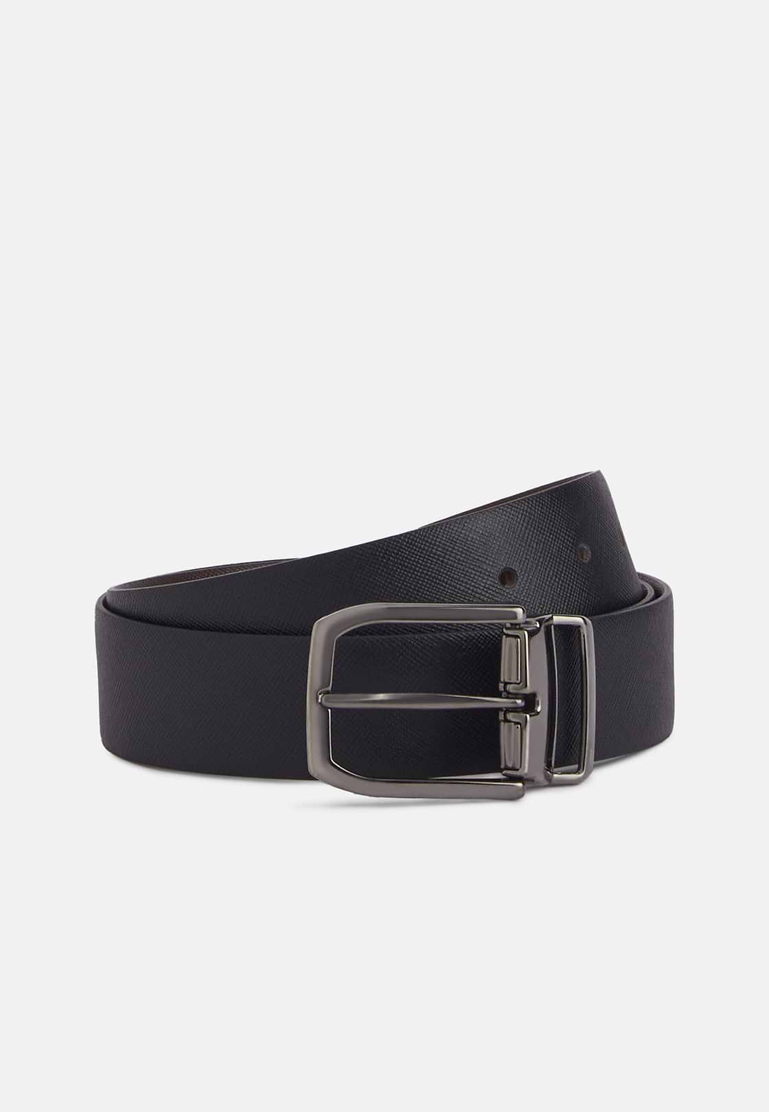 Reversible Belt in Printed Leather, Black, hi-res
