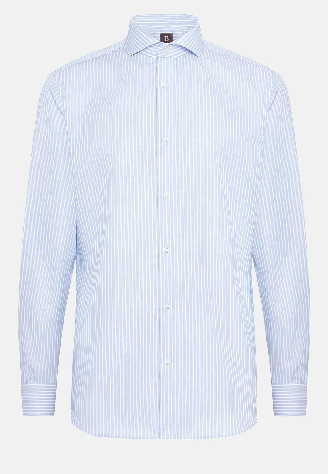 Chemise Rayée En Coton Dobby Regular Fit, Bleu clair, hi-res