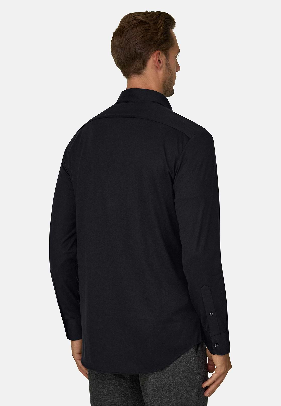 Polo Shirt in Cotton and Silk Regular Fit, Black, hi-res, 6