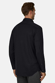 Polo Shirt in Cotton and Silk Regular Fit, Black, thumb, 6