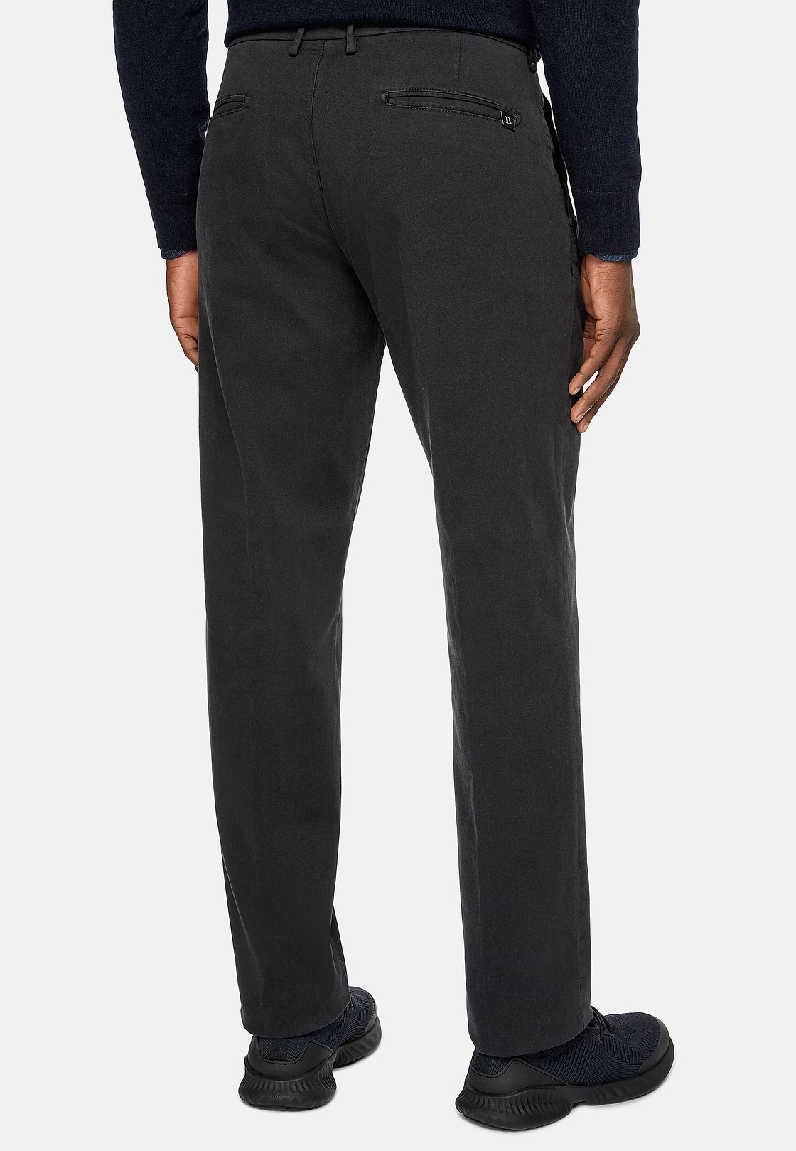 Stretch Cotton Trousers, Navy blue, hi-res