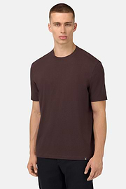 T-Shirt In Stretch Supima Cotton, Dark brown, hi-res