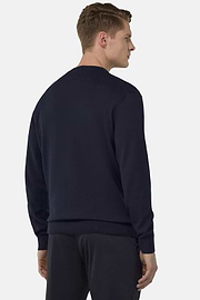 Cotton Crew Neck Jumper, Navy blue, hi-res