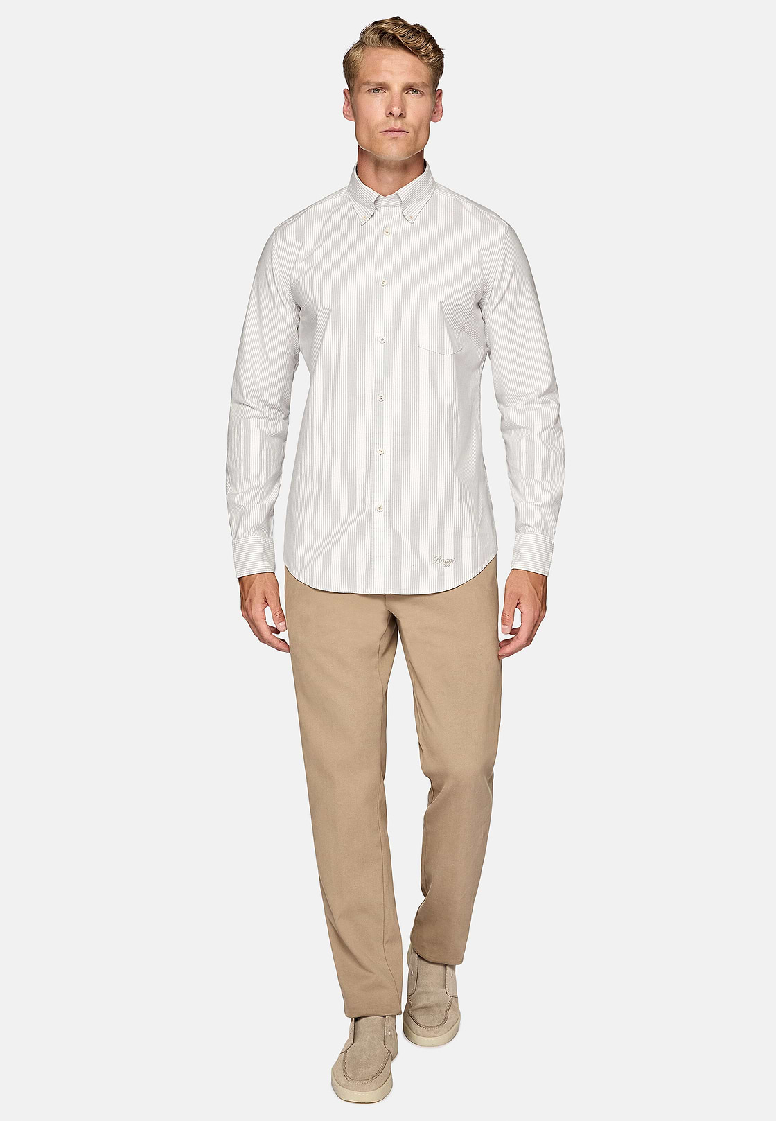 Chemise En Coton Oxford Bio Coupe Droite, Light grey, hi-res