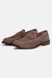 Suede Leather Loafers, Sand, hi-res