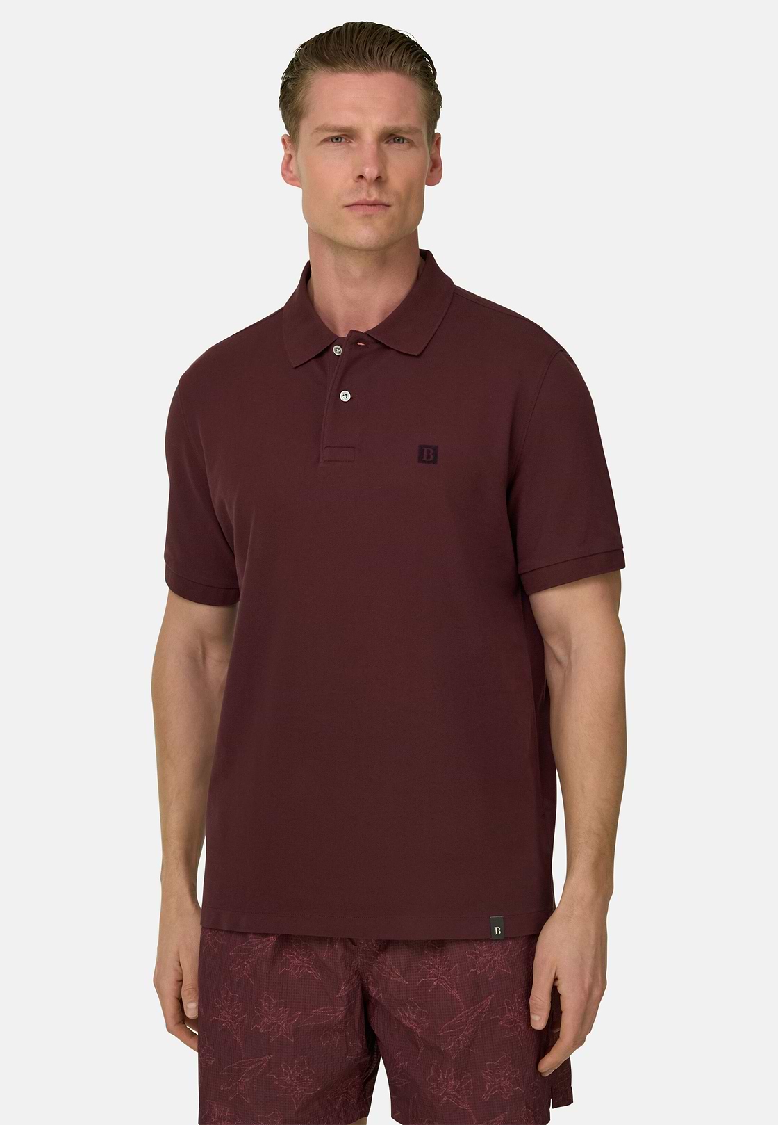 Polo In Pique Di Cotone Regular Fit, Burgundy, hi-res, 1