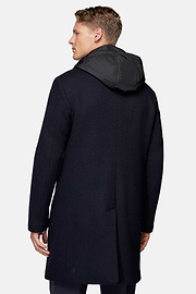 Manteau En Jersey De Laine Avec Plastron, bleu marine, hi-res