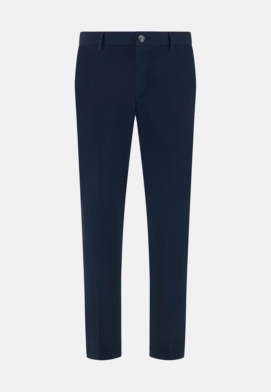 Stretch Cotton Trousers, Navy blue, hi-res