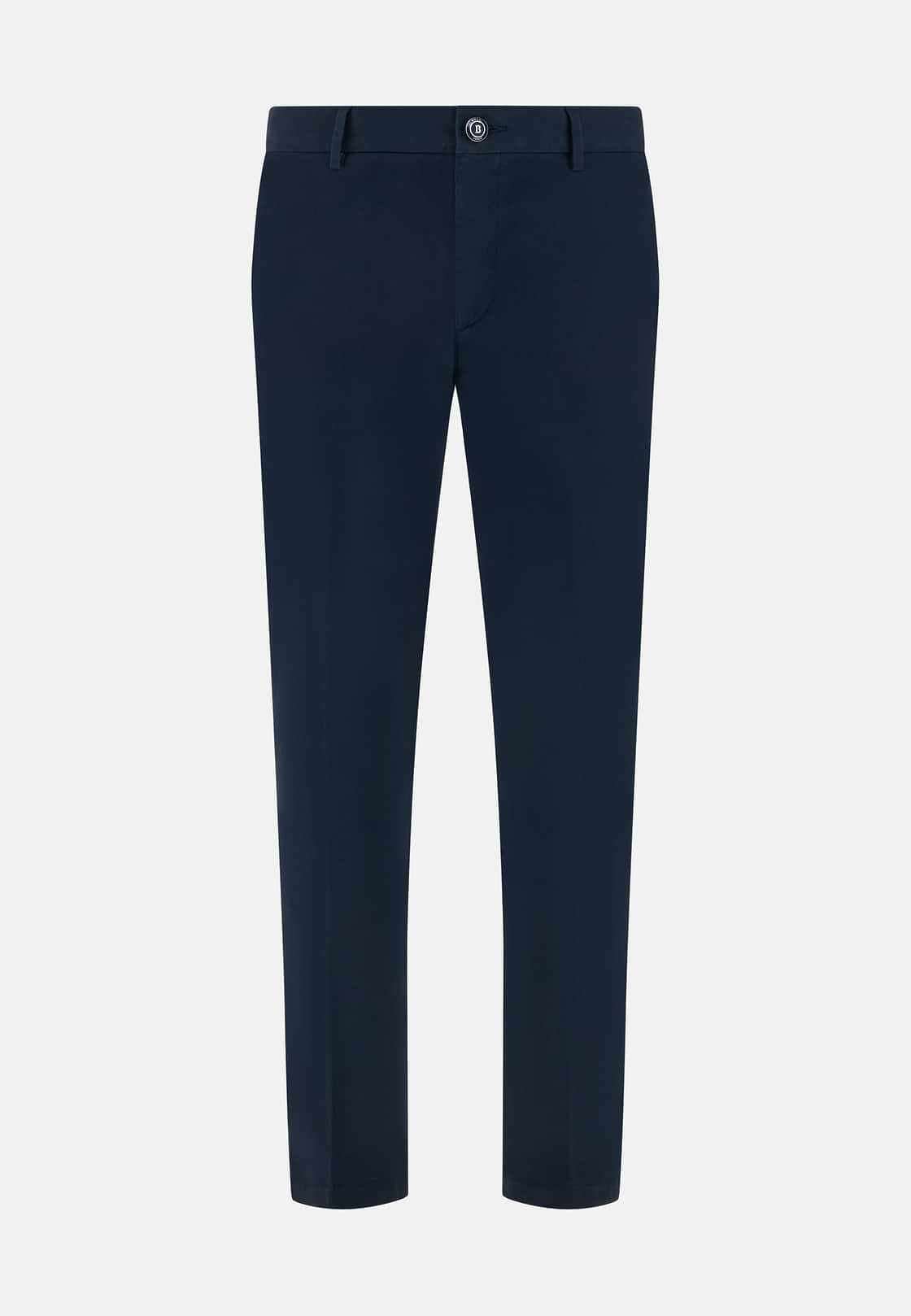 Stretch Cotton Trousers, Navy blue, hi-res, 1