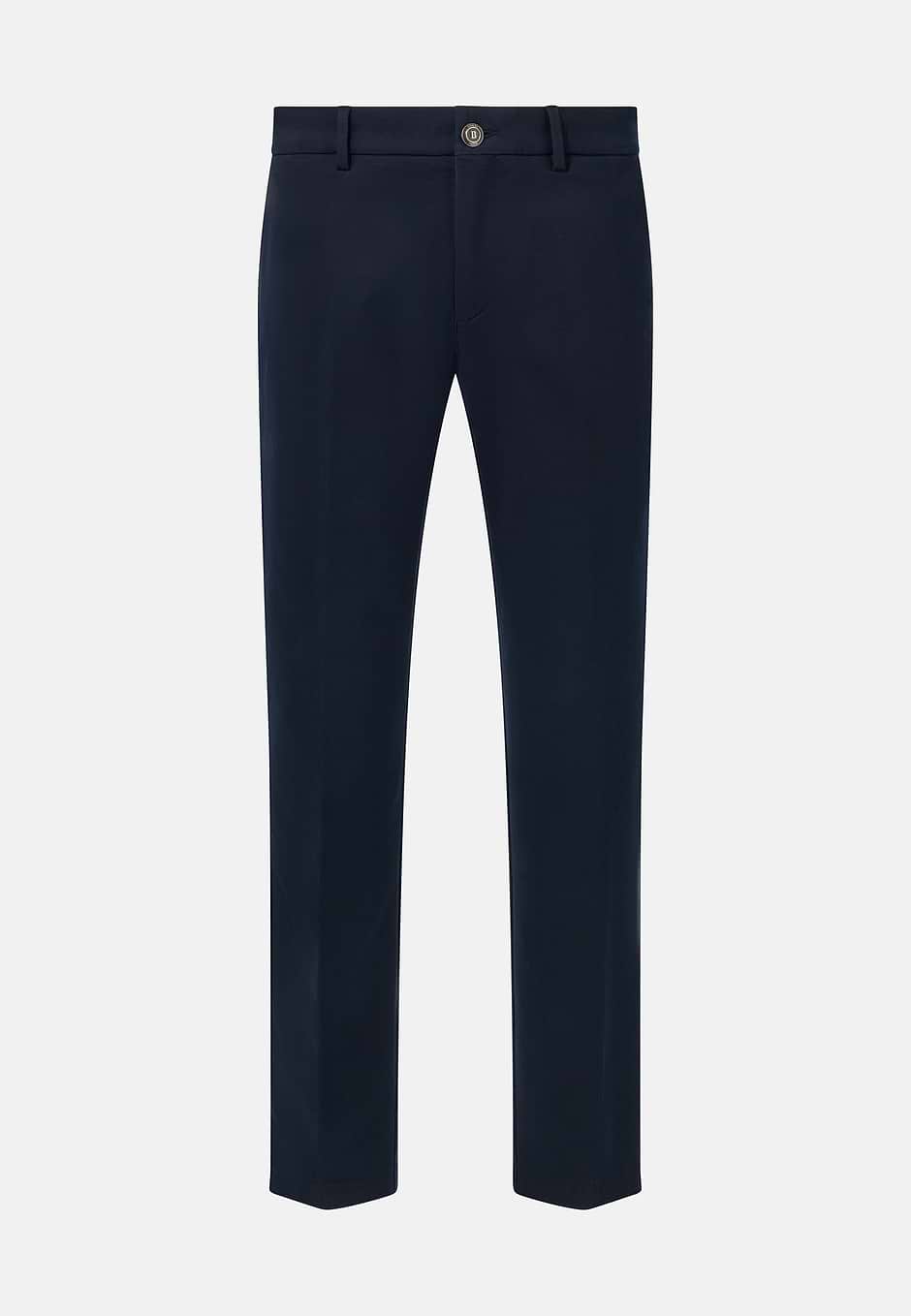 Stretch Cotton Trousers, Navy blue, hi-res