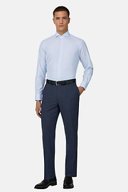Camicia A Righe In Cotone Slim Fit, Azzurro, thumb, 2