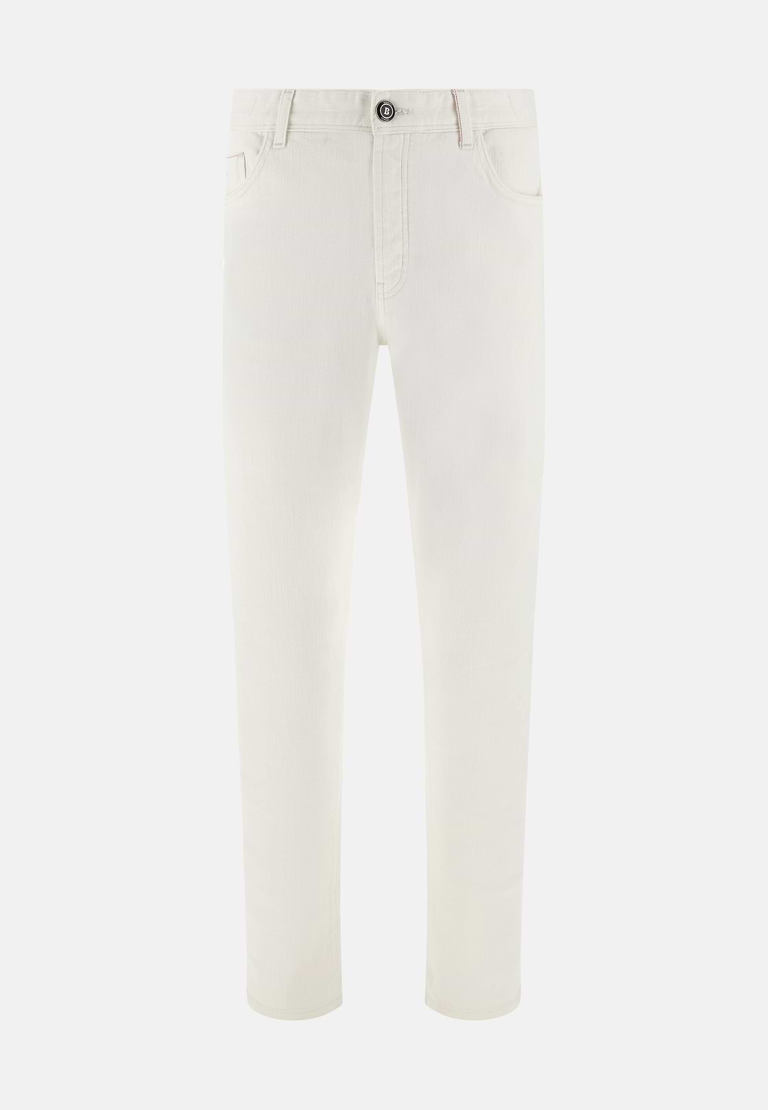 Vaquero de Denim de Algodón Crudo Blanco, Blanco, hi-res, 1