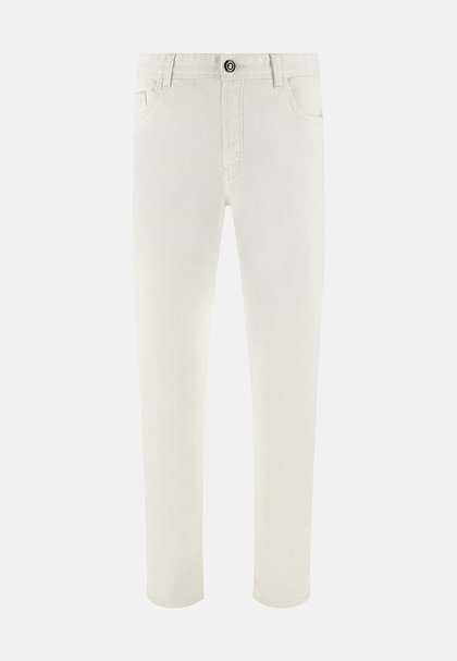 White Selvedge Cotton Denim Jeans, White, hi-res