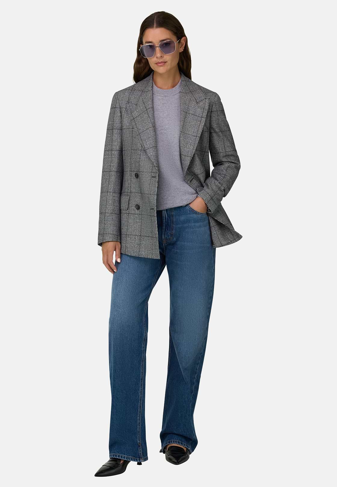Blazer Double-Breasted in Wool, Black, hi-res, 2