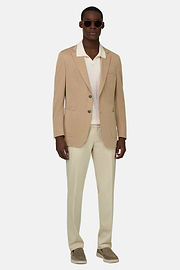 Giacca In Misto Cotone Crepe Solaro B Jersey, Nocciola, thumb, 2
