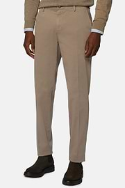 Pantalon En Coton Extensible, Taupe, hi-res