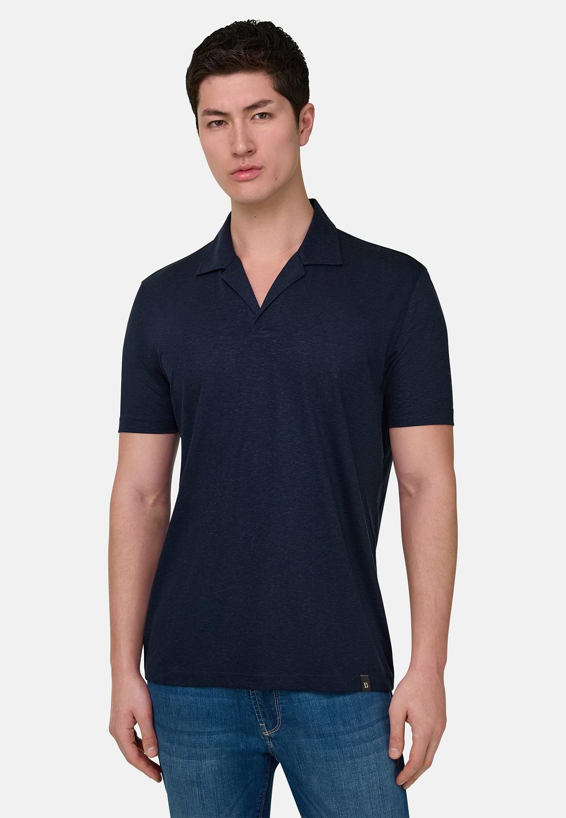 Polo In Misto Lino, Indaco, hi-res, 1