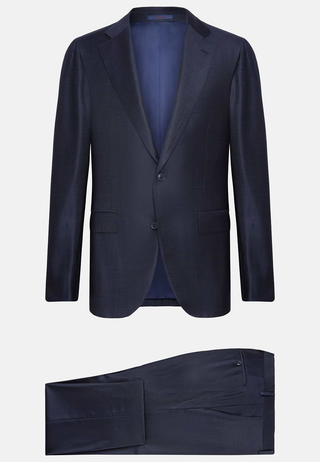 Navy Micro Textured Suit in Super 130 Wool, Navy blue, hi-res