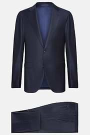 Navy Micro Textured Suit in Super 130 Wool, Navy blue, hi-res