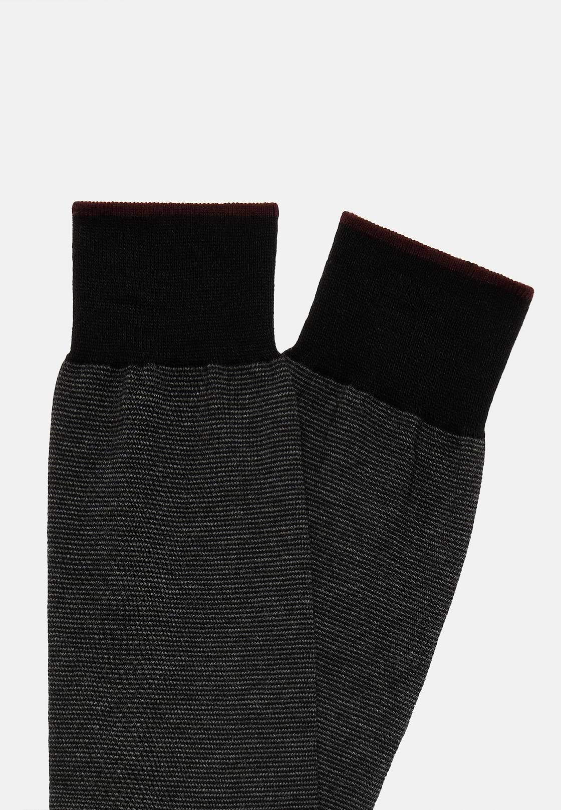 Chaussettes Rayées Micro Motif En Coton Bio, Noir, hi-res