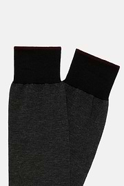 Micro Striped Socks in Organic Cotton, Black, hi-res