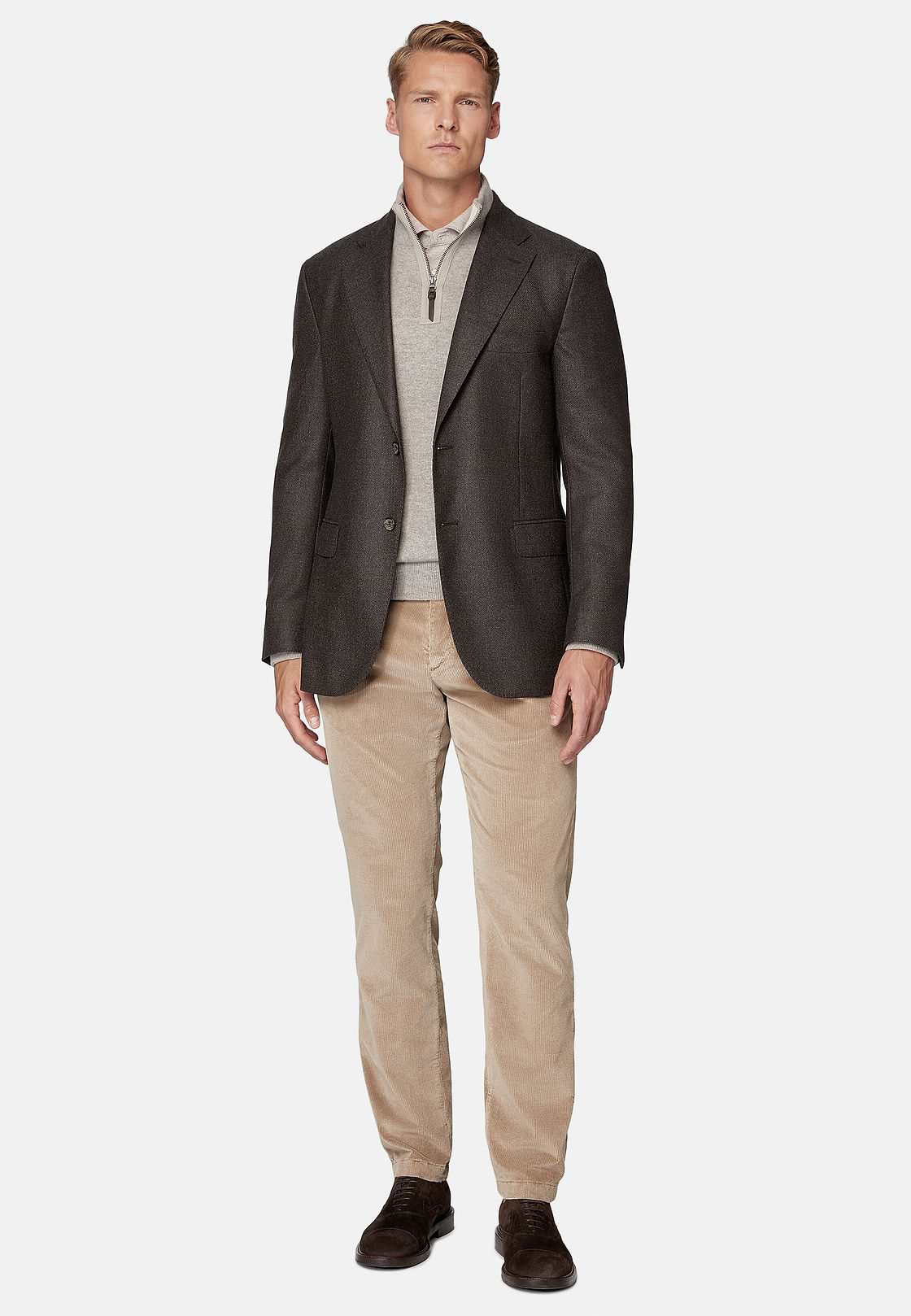 Brown Jacket In Pure Wool, Brown, hi-res