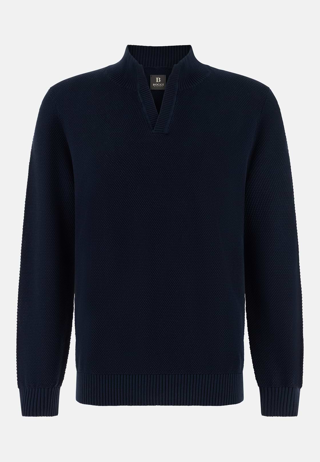 Stehkragenpullover Aus Baumwolle, Navy blau, hi-res, 5