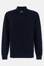 Stehkragenpullover Aus Baumwolle, Navy blau, thumb, 5
