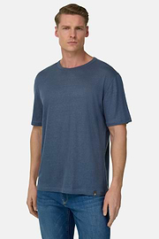 T-shirt En Jersey De Lin Extensible, Air-bleu, thumb, 1
