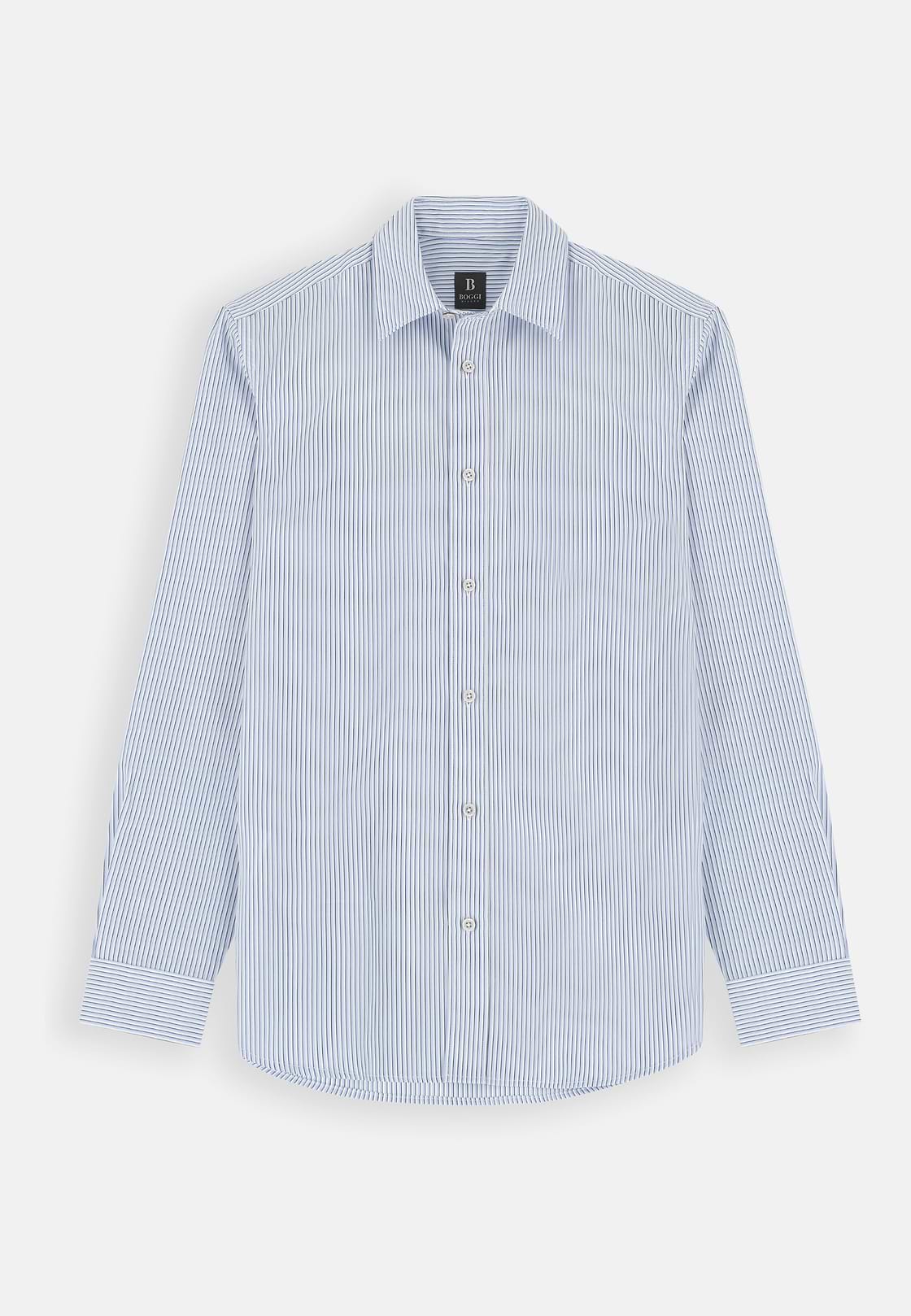 Shirt Striped Poplin Regular Fit, Light Blue, hi-res, 7