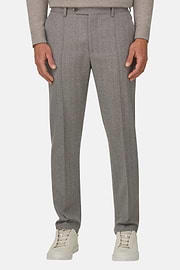 Trousers in Herringbone Flannel, Taupe, thumb, 1